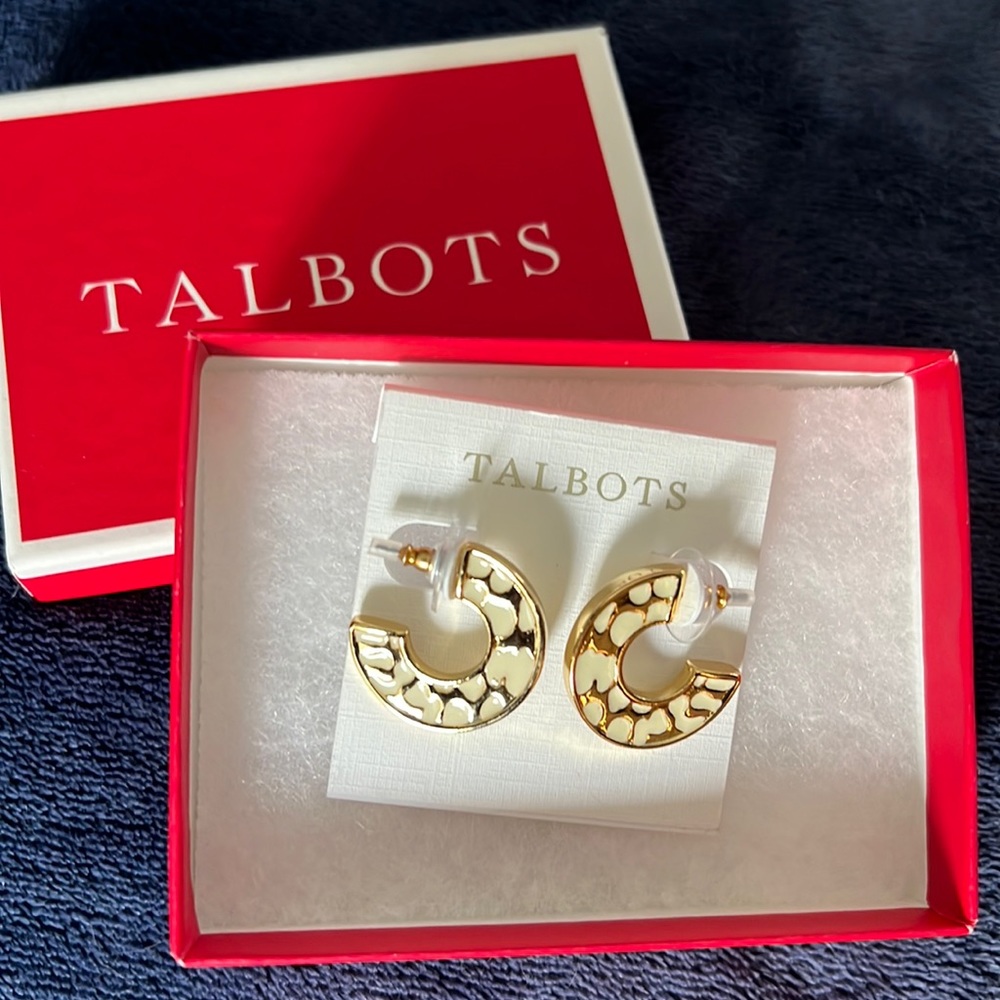 NWT Talbots Leopard Hoop Earrings